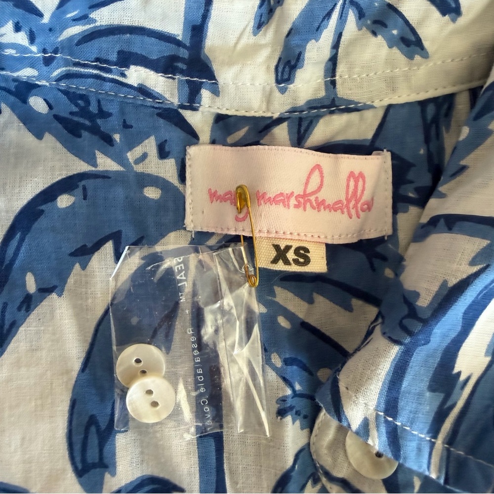 Mary Marshmallow Casual Blue Palm-Print Mini Dress - Picture 2 of 2